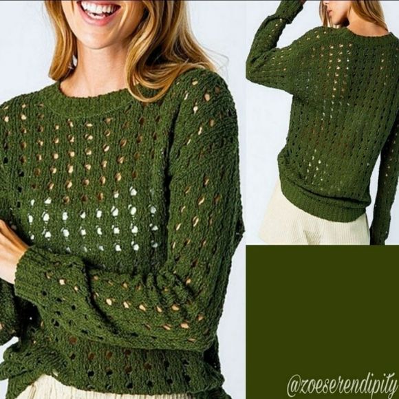 ⭐Host Pick⭐ Olive Open Knit Sweater - Picture 3 of 4
